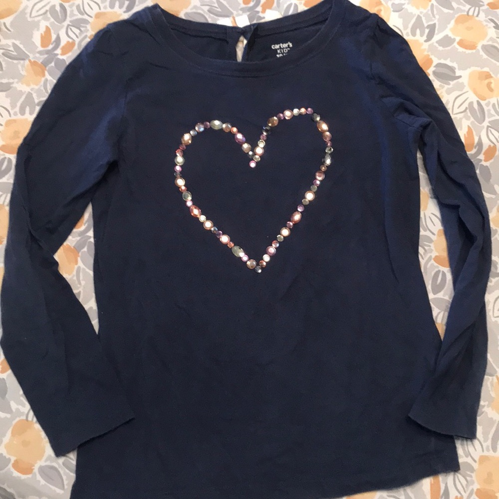 Navy top with jewel heart